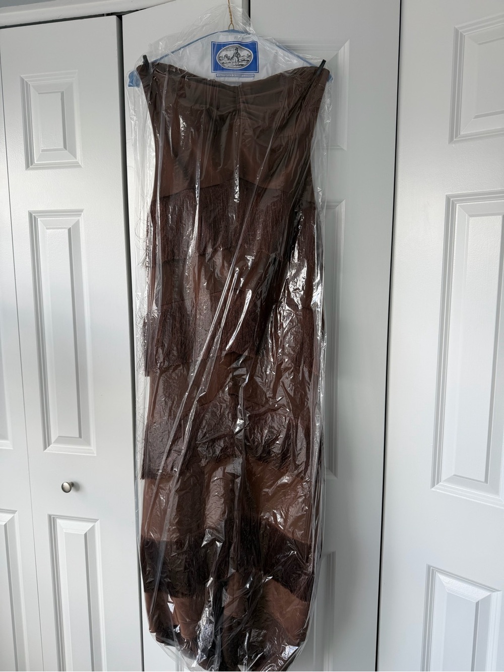 House of Harlow 1960 Strapless Fringe Maxi Dress in Chocolate Brown - Picture 7 of 8